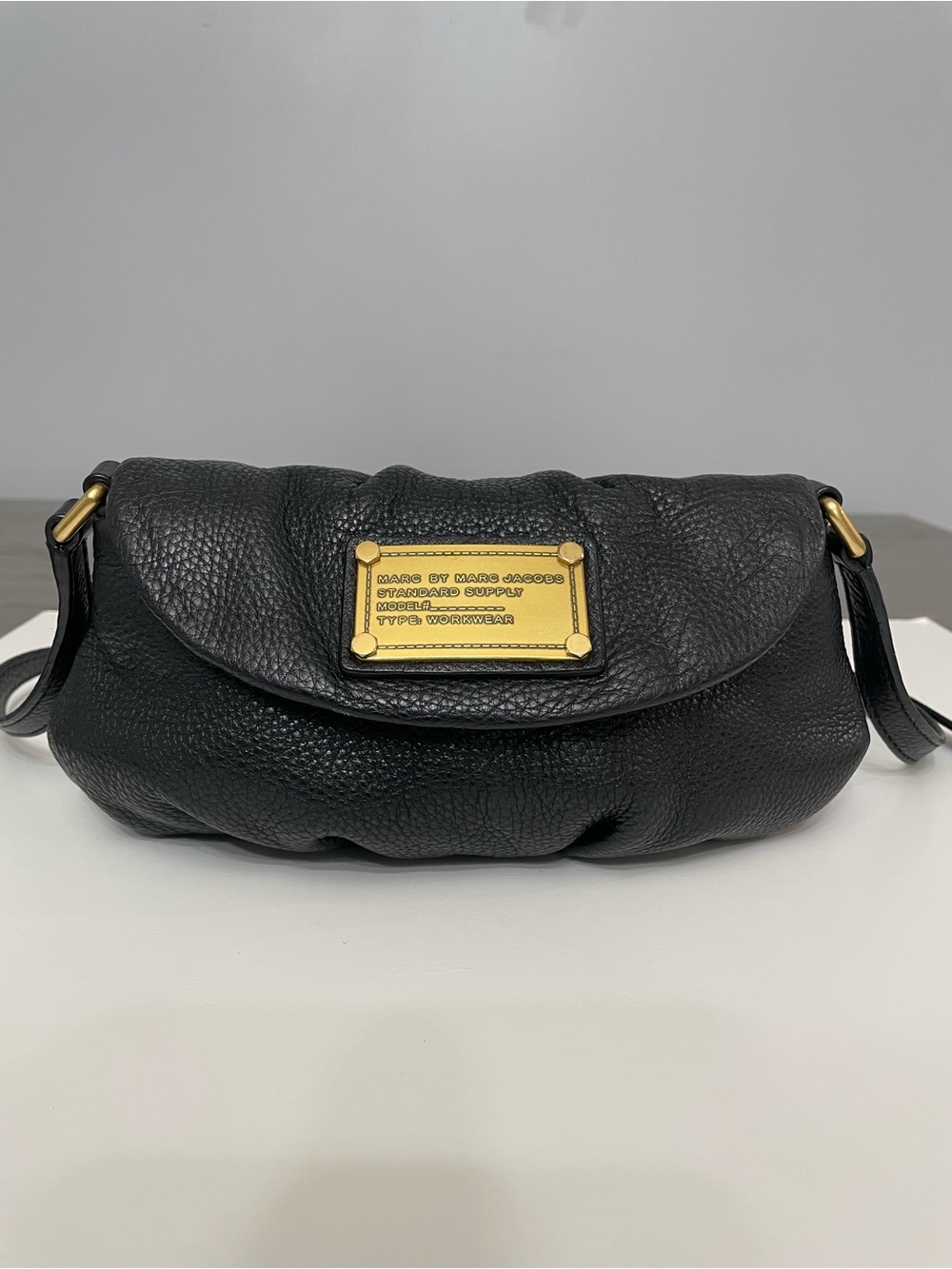 Marc by Marc Jacobs Black Pebbled Leather Crossbody with Gold Plate